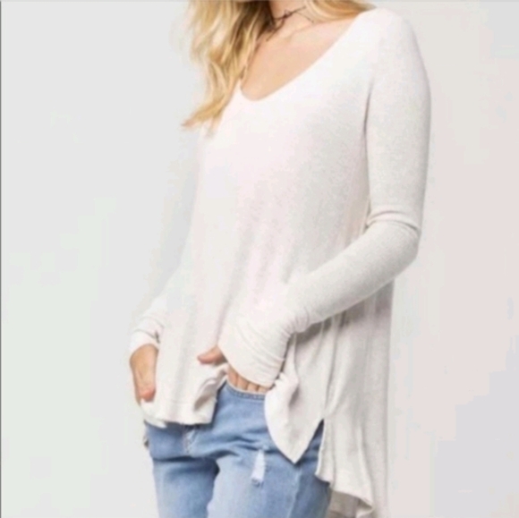 Free People We the Free Malibu Long Thermal Tunic Top Hi-Lo oatmeal sz S - Picture 1 of 8
